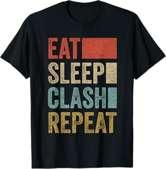 Eat Sleep Clash Repeat Vintage Gaming Clan Retro Clash T-Shirt