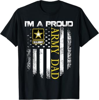 Vintage I'm A Proud Army Dad With American Flag Gift T-Shirt
