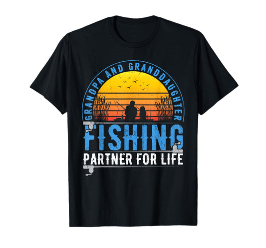 Grandpa And Granddaughter Fishing Buddies For Life Vintage T-Shirt
