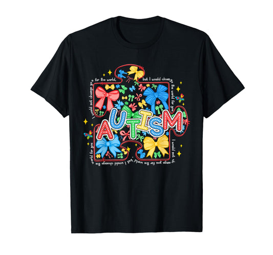 Autism Awareness Coquette Bow Autism Awareness Puzzle Women T-Shirt