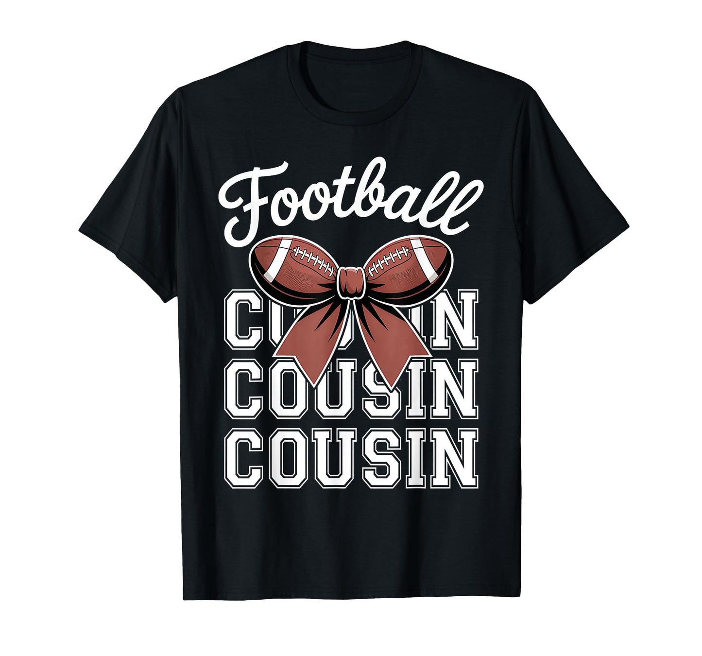 Football Cousin Cute Bow Football Lover Cousin Mothers Day T-Shirt
