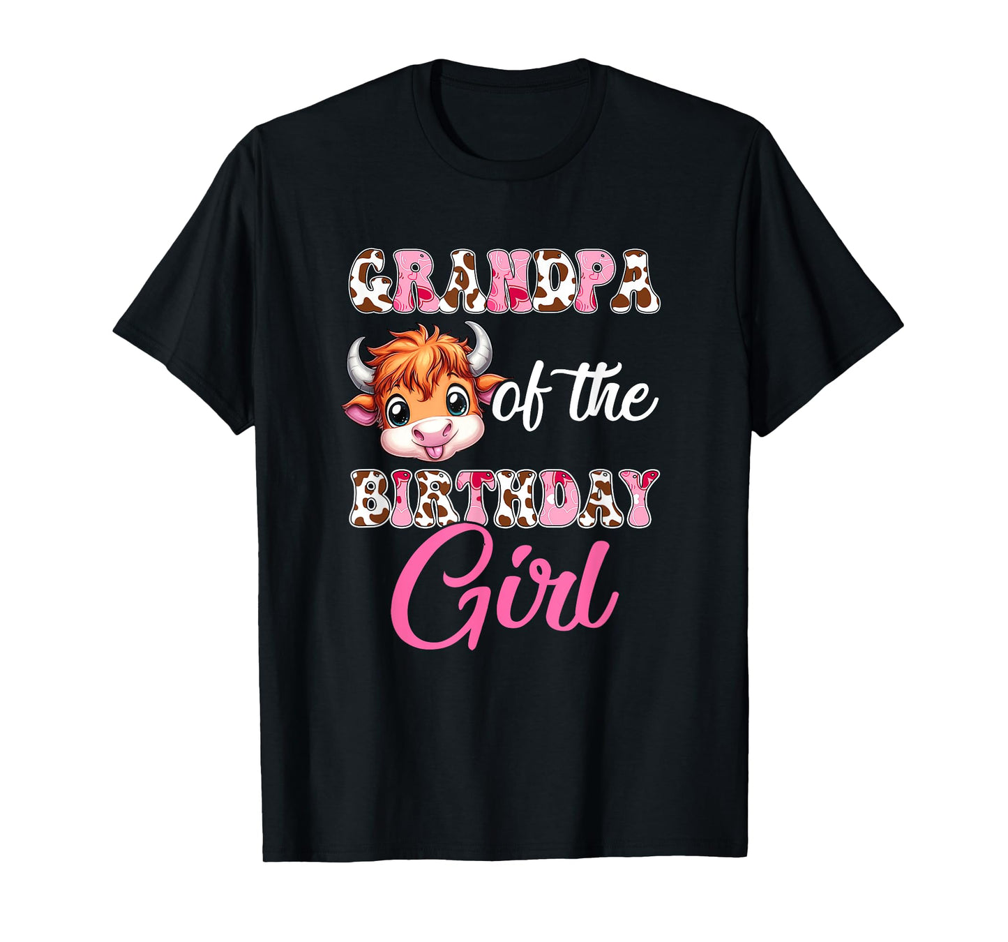 Grandpa Of The Birthday Girl Highland Cow Farm 1St Birthday T-Shirt