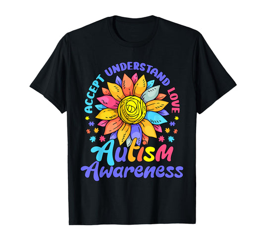 Autism Awareness Shirt Men Women kids Autism Sunflower T-Shirt