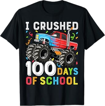 100 Days of School Monster Truck 100th Day of School Boys T-Shirt