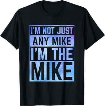 Personalized Gifts For Mike Unisex-Adults, Unisex-Kids Black Medium Modern Mock Collar Short Sleeve T-Shirt