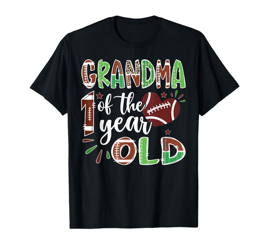 Grandma of The 1 Year Old Football 1st Birthday Boy Matching T-Shirt