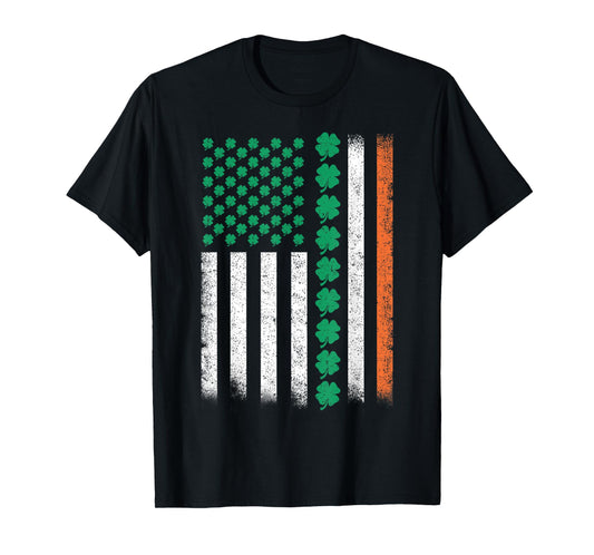 American Flag St Patricks Day Vintage Irish Lucky Shamrock T-Shirt