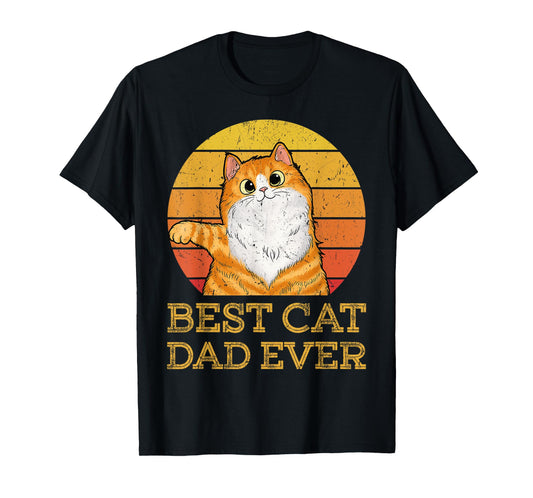Best Cat Dad Ever Vintage Funny Cat Daddy Fathers T-Shirt