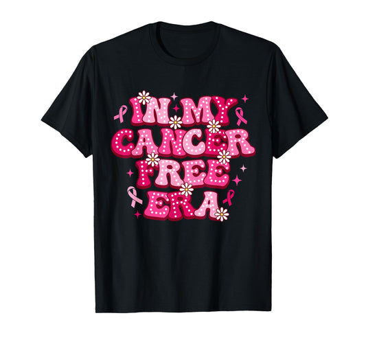 Groovy In My Cancer Free Era Breast Cancer Awareness Support T-Shirt