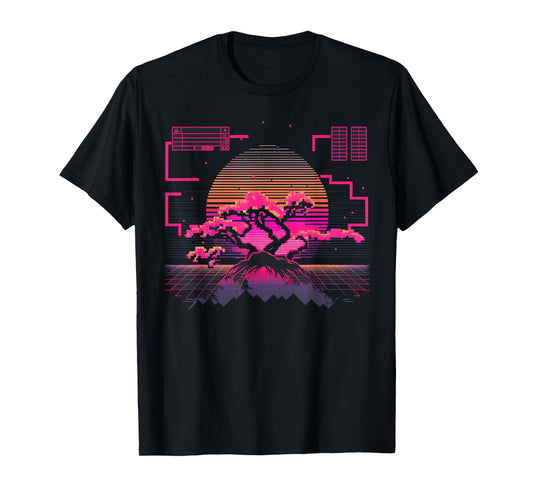 Cherry Blossom Japanese Japan Tokyo Vaporwave Synthwave 80s T-Shirt