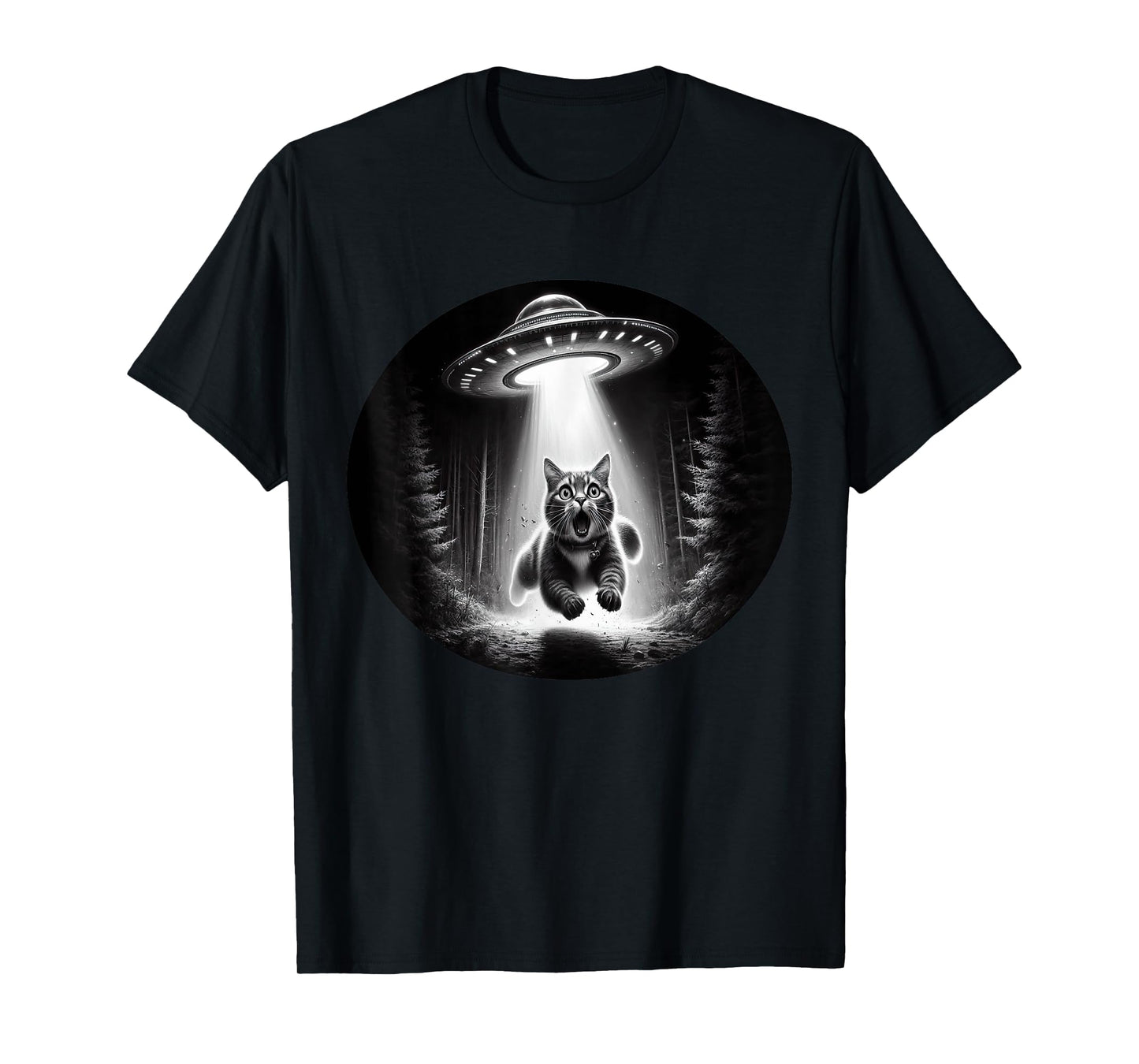 Cat Selfie with Alien UFO Funny Cat Gifts for Men Women Kid T-Shirt