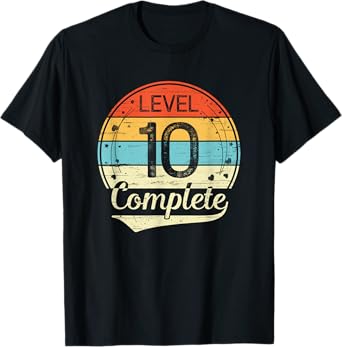 Level 10 Complete Retro 10th Wedding Anniversary T-Shirt