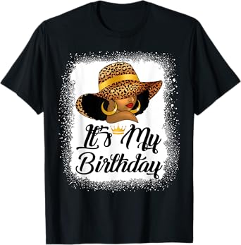 African American Woman It's My Birthday Black Queen T-Shirt