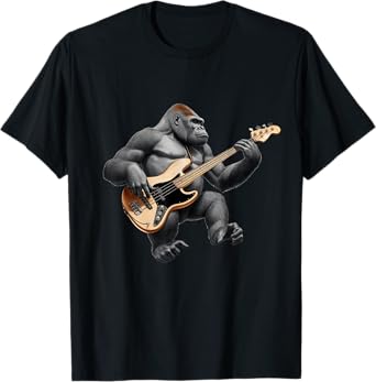 Bassist Gorilla, Funny Gorilla Playing Guitar Rock Music T-Shirt