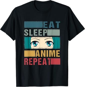 Eat Sleep Anime Repeat Vintage Funny Anime Lover T-Shirt