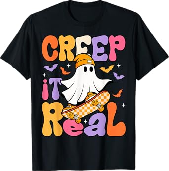 Creep It Real Cool Ghost Halloween Fall Season Men Boy Kids T-Shirt