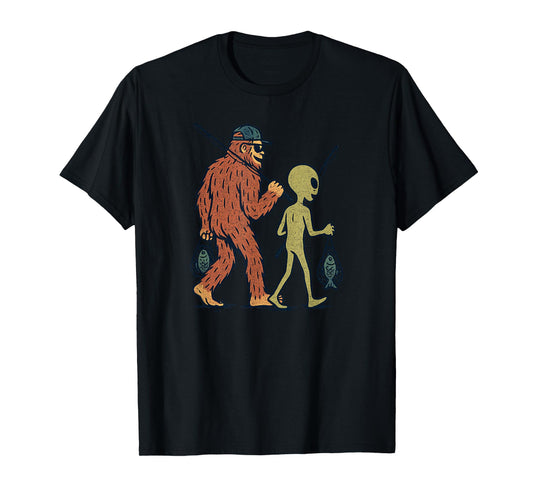 Sasquatch Fishing Vintage Funny Fishing T-Shirt