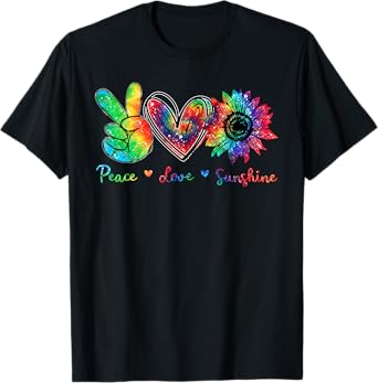 Peace Love Sunshine Sunflower Hippie Tie Dye Men Women T-Shirt