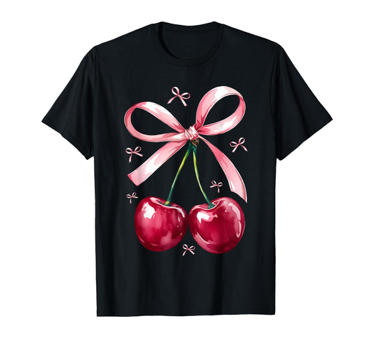 Coquette Cherry and Bow Kawaii Cherry Aesthetic Trendy T-Shirt
