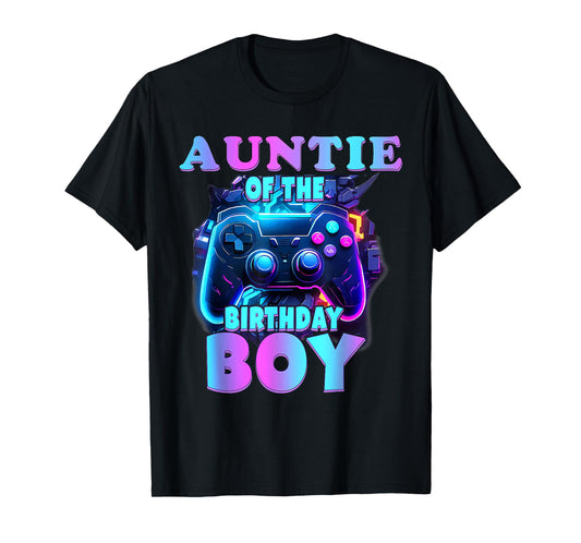 Auntie of the Birthday Boy Matching Video Game Birthday T-Shirt