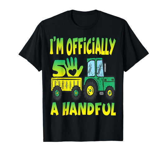I'm Officially a Handful Birthday 5th Grandfather's tractor T-Shirt