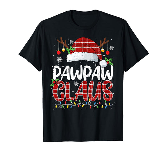 Pawpaw Claus Christmas Lights Pajama Family Matching T-Shirt