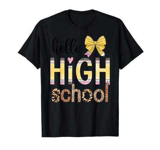 Cute Hello High School Animal Print Teacher Back To School T-Shirt