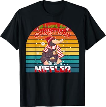 ALL I WANT FOR CHRISTMAS IS A NIFFLER MEN KIDS XMAS FAMILY T-Shirt