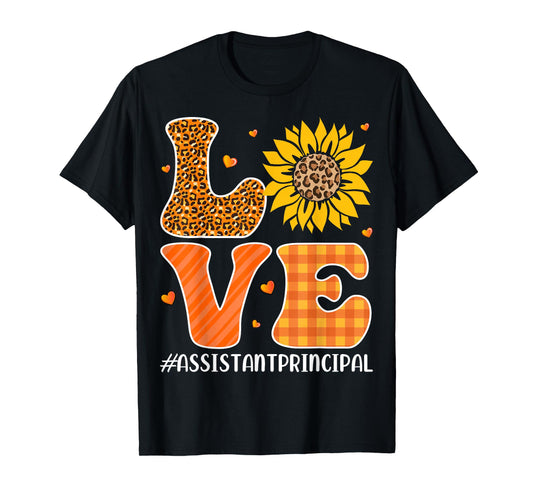 Assistant Principal Love Fall Pumpkin Leopard Halloween T-Shirt