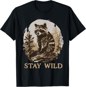 Stay Wild Cottagecore Aesthetic Raccoon Lover Vintage Racoon T-Shirt