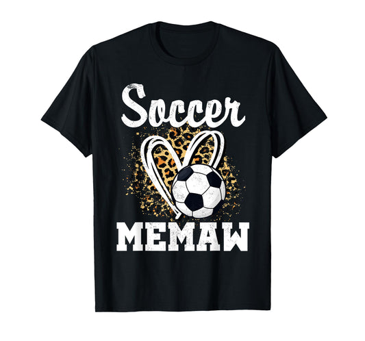 Soccer Memaw Leopard Heart Matching Family T-Shirt