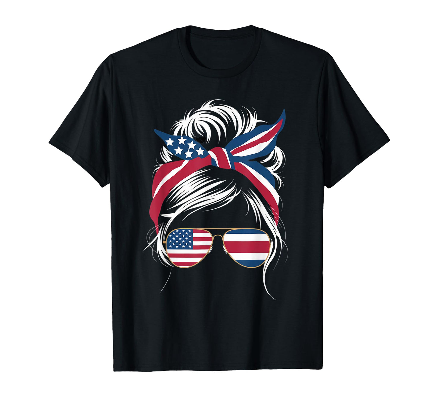 Tropical Pura Vida Messy Hair Bun USA American Costa Rica T-Shirt