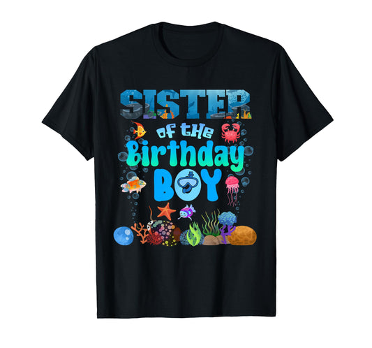 Sister Of The Birthday Boy Aquarium Sea Animals Matching T-Shirt