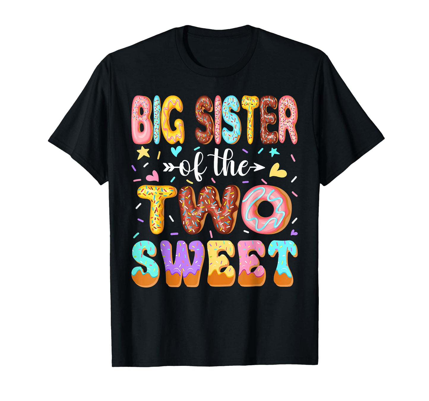 Big Sister Of The Two Sweet 2Nd Birthday Girl Donut Party T-Shirt