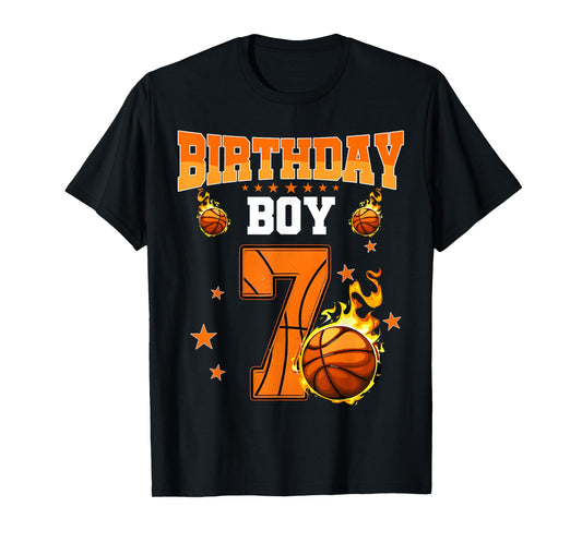 7 Year Old Birthday Boy Basketball 7th Birthday Baller Kids T-Shirt