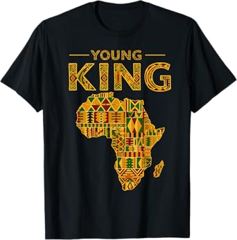 African Attire Kids Tee Black African King Boys Kente Cloth T-Shirt