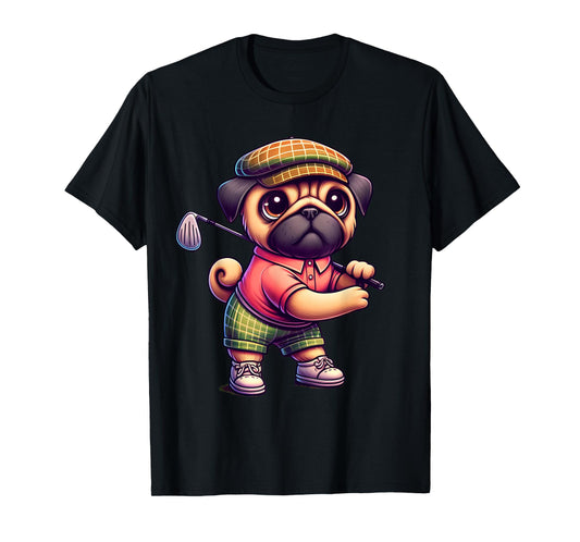 Cute Pug Playing Golf Golfer Golfing Sport Men Women Kids T-Shirt