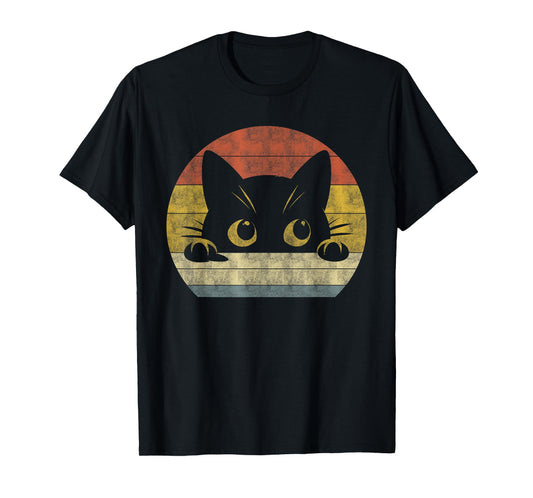Cute Cat Shirt Retro Cat Owner Funny Cat Lovers T-Shirt for Men Women Kids