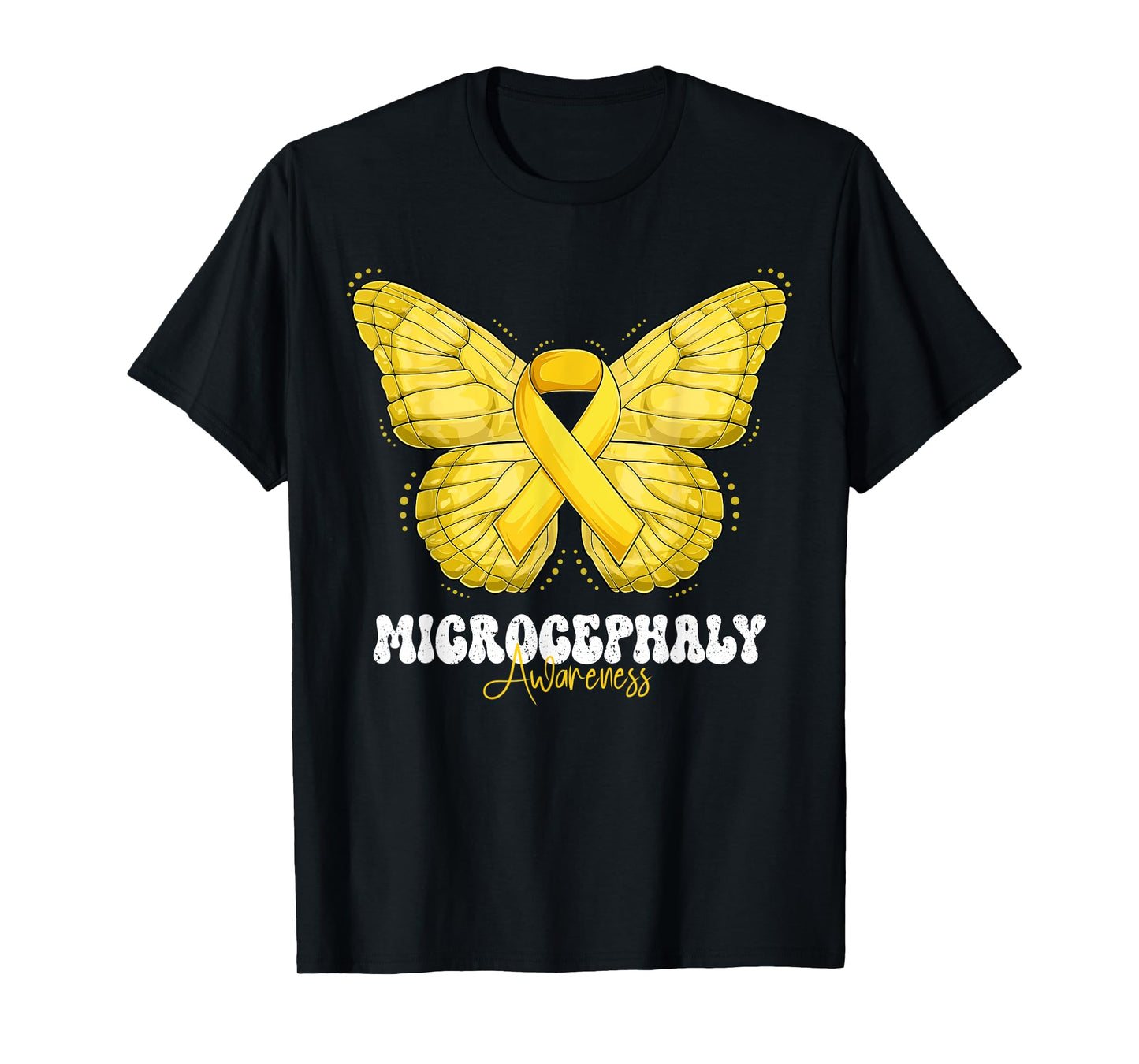 Microcephaly Awareness Month Yellow Ribbon Butterfly T-Shirt