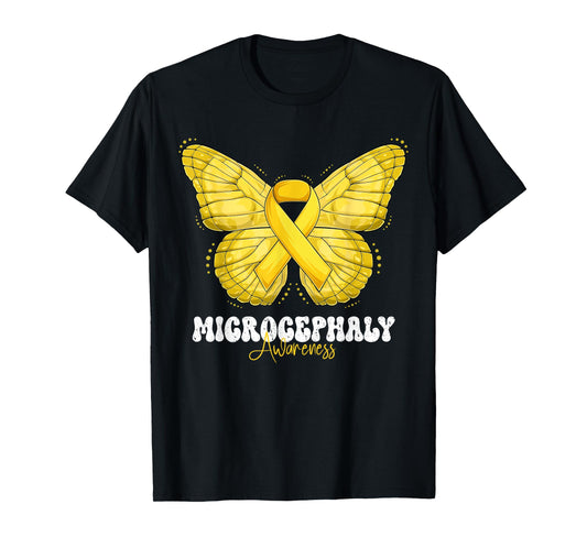 Microcephaly Awareness Month Yellow Ribbon Butterfly T-Shirt