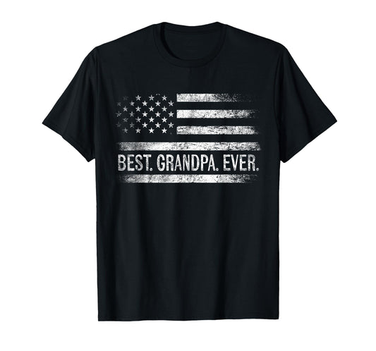 Best Grandpa Ever American Flag Gifts Grandpa Father's Day T-Shirt