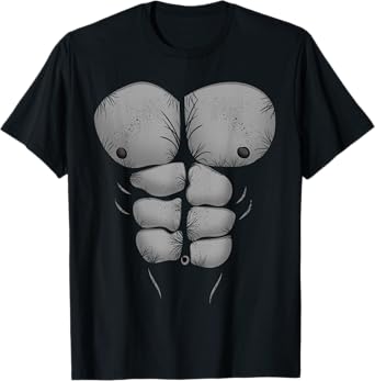 Funny Halloween Muscular Ape Gorilla Chest and Abs T-Shirt