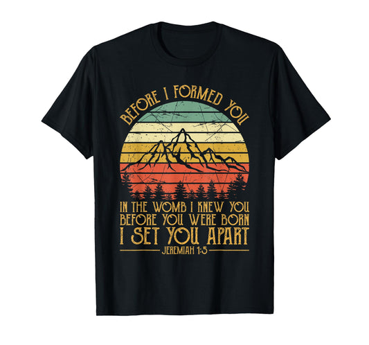 Religious Bible Verse Jeremiah 1:5 Pro Life Tshirt Christian T-Shirt
