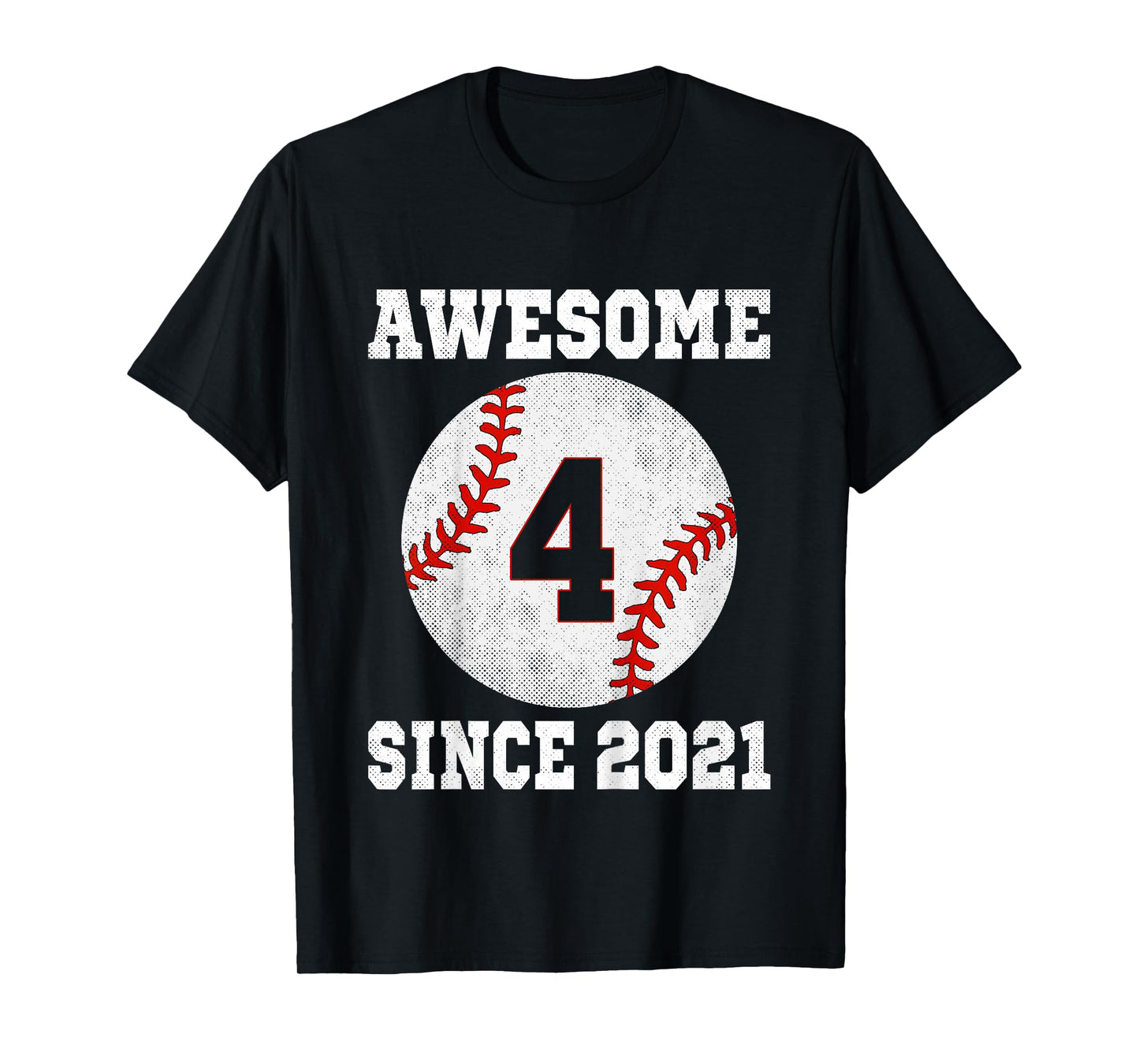 Kids 4th Birthday Baseball Player 4 Years Old Vintage Sports T-Shirt