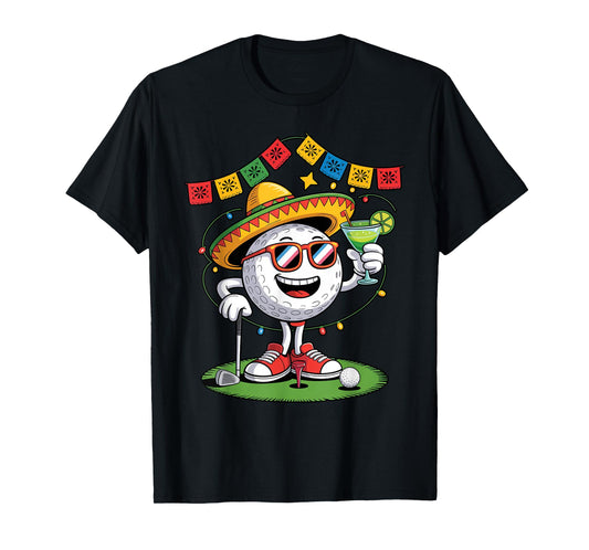 Cinco De Mayo Golf Ball Margarita Sombrero Cool Golfer T-Shirt