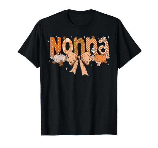 Nonna Pumpkin Fall Coquette Bow Thanksgiving Mom Women T-Shirt