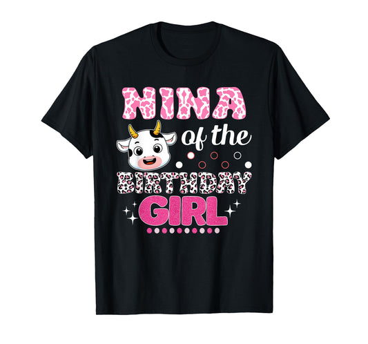 Nina of The Birthday Girl Cow Farm Family 1St Birthday T-Shirt