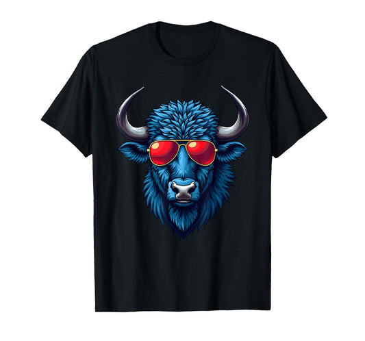 Buffalo with Sunglasses Tee Retro Vintage Design Buffalos T-Shirt