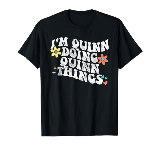 Retro Groovy Im QUINN Doing QUINN Things Funny Mother's Day T-Shirt