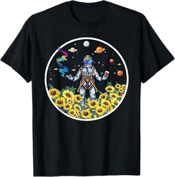 Cute Psychonaut Psychedelic Astronaut Space Sunflower Hippie T-Shirt